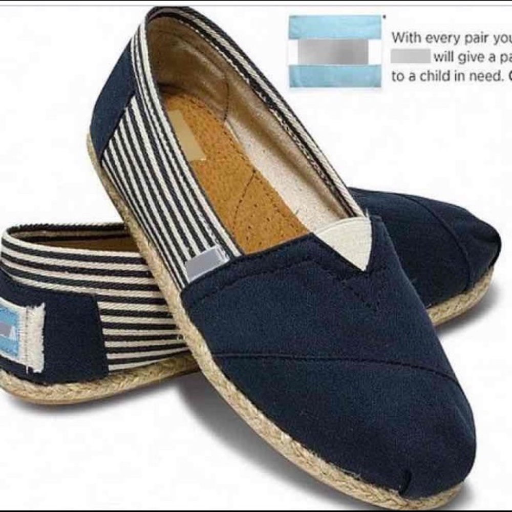 TOMS Shoes - Navy Striped Classic - Never Worn